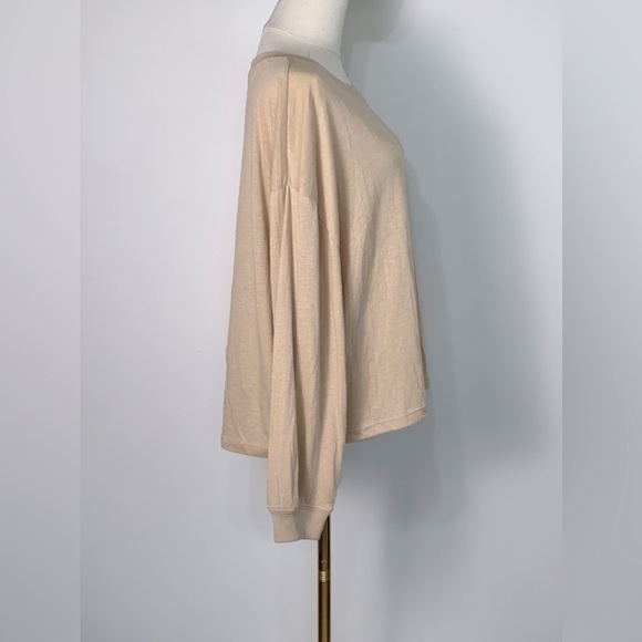 Chaser Tan Beige Oversized Lightweight Long sleeved Crewneck Shirt NWT Size Sm - Picture 3 of 9